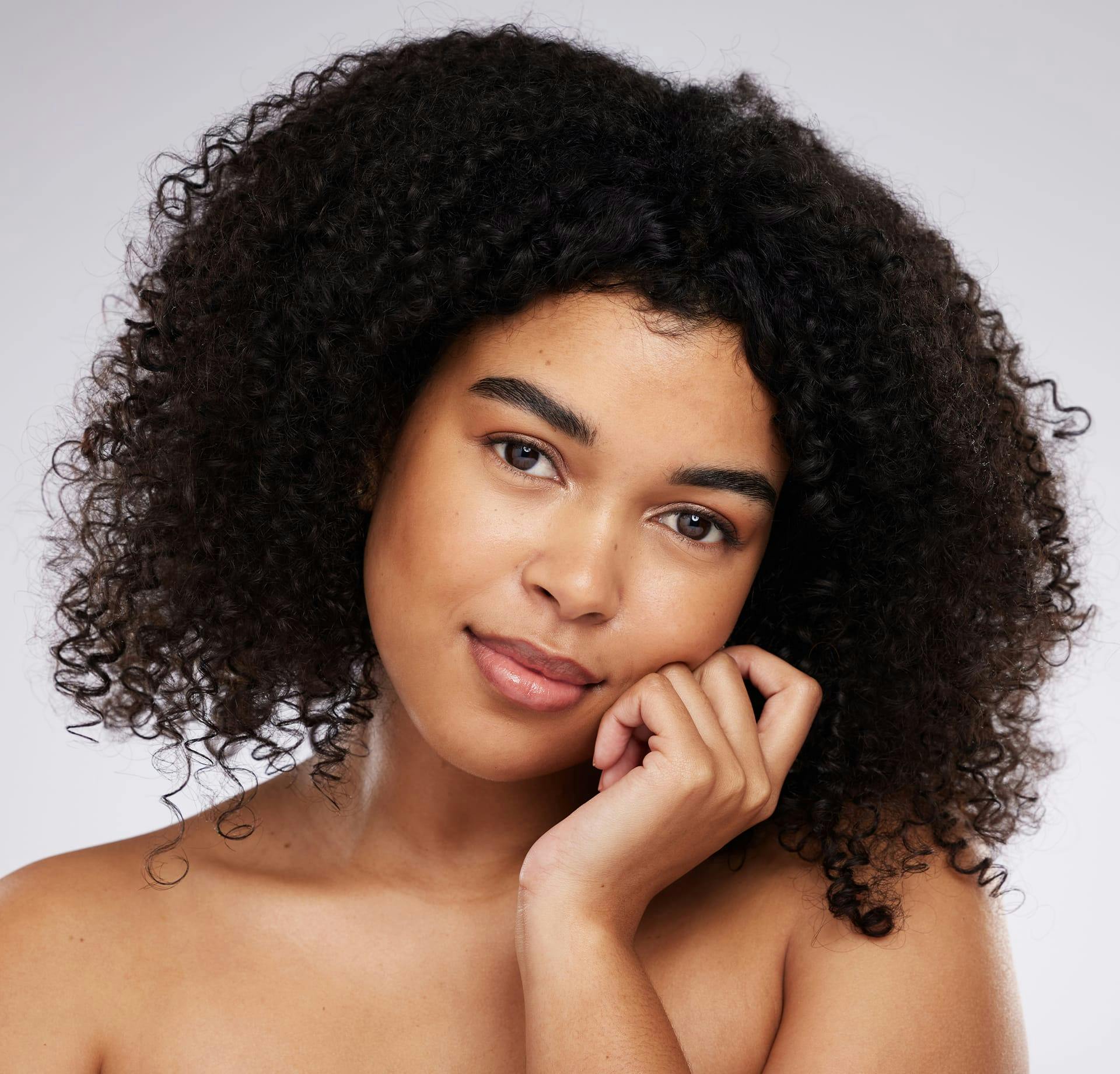 Woman with curly hair