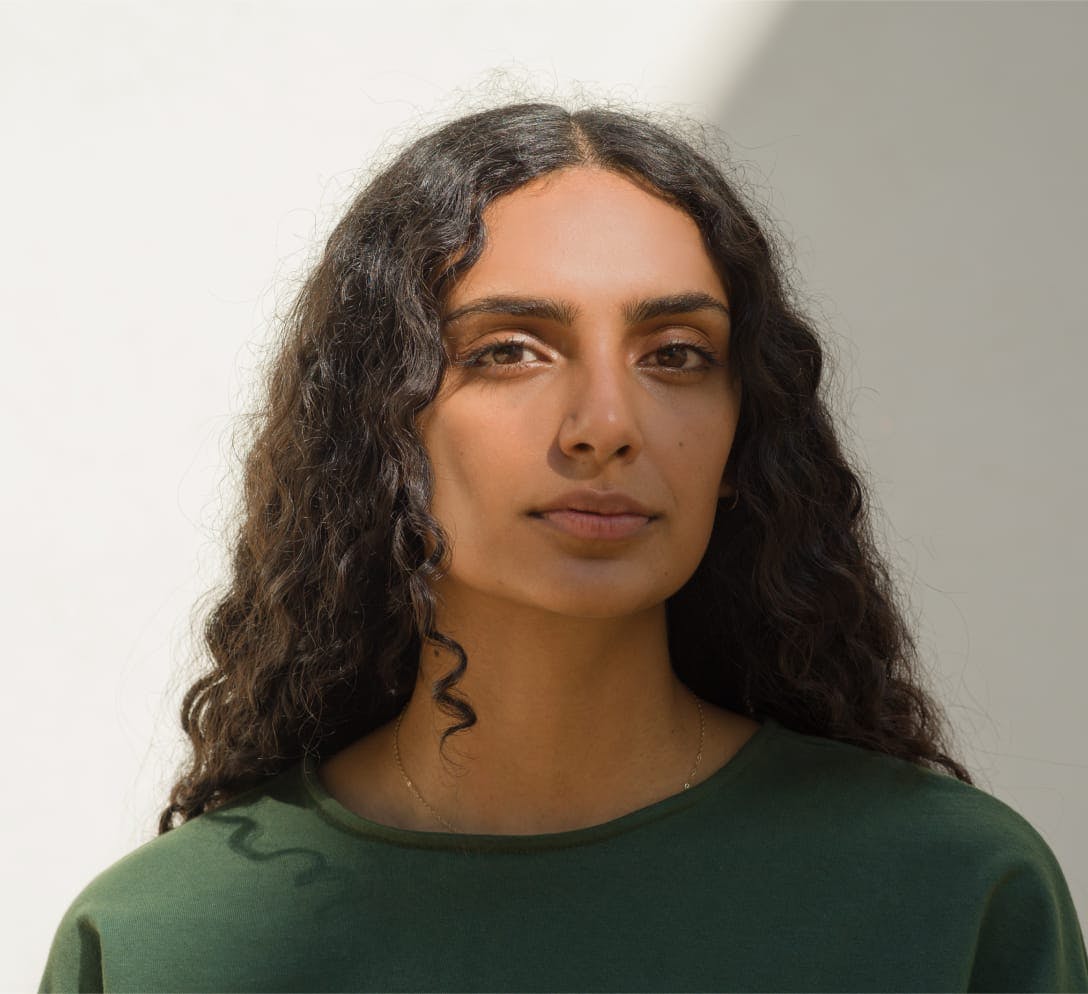 Woman with curly hair