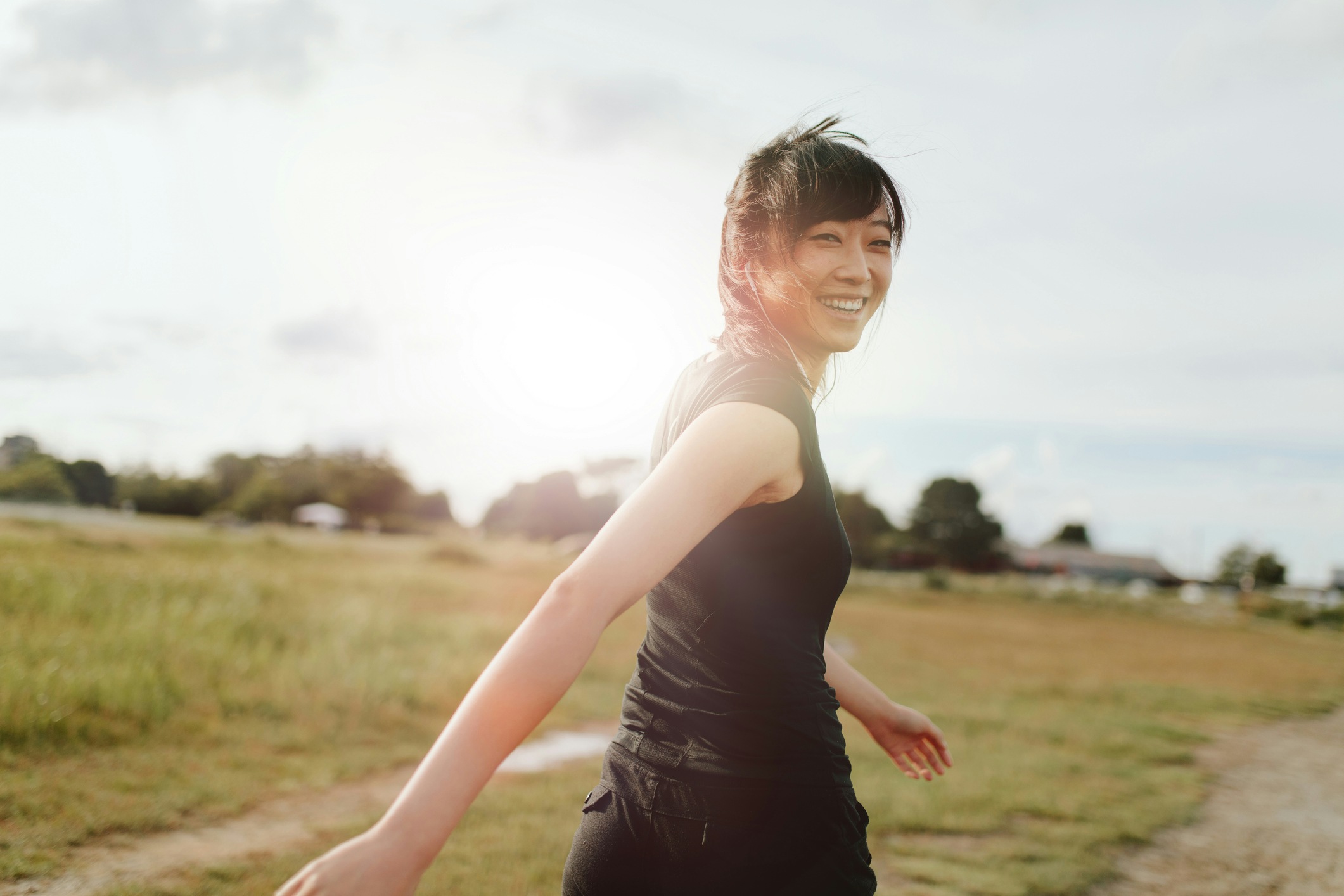 Woman walking outside