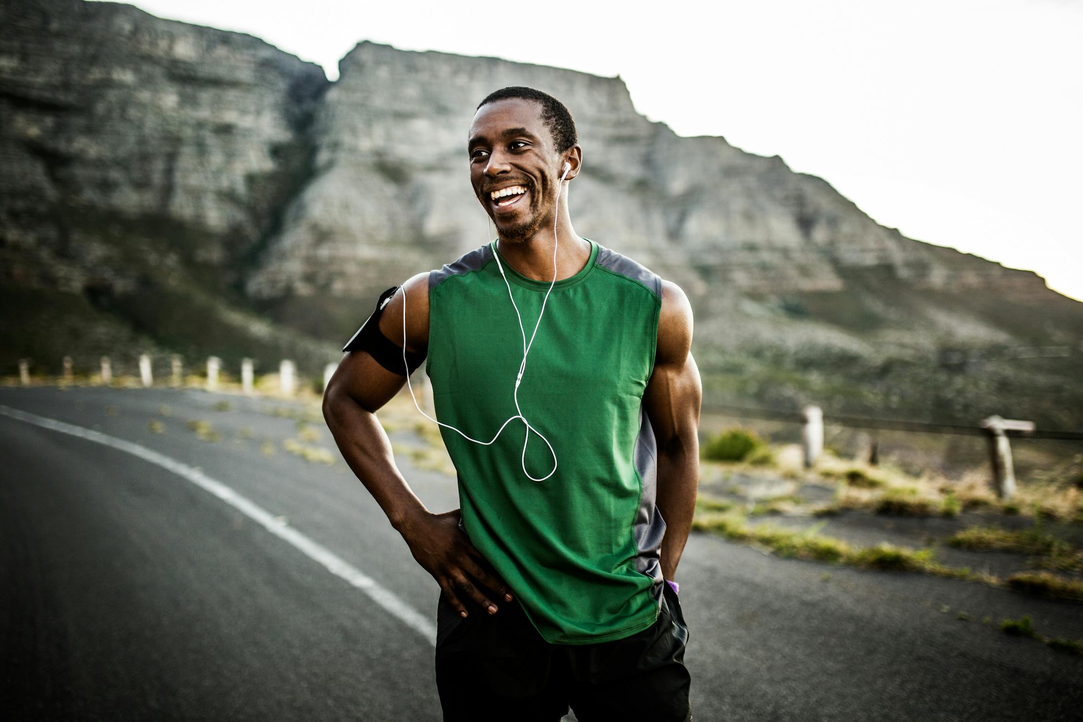 Man wearing a green workout shirt