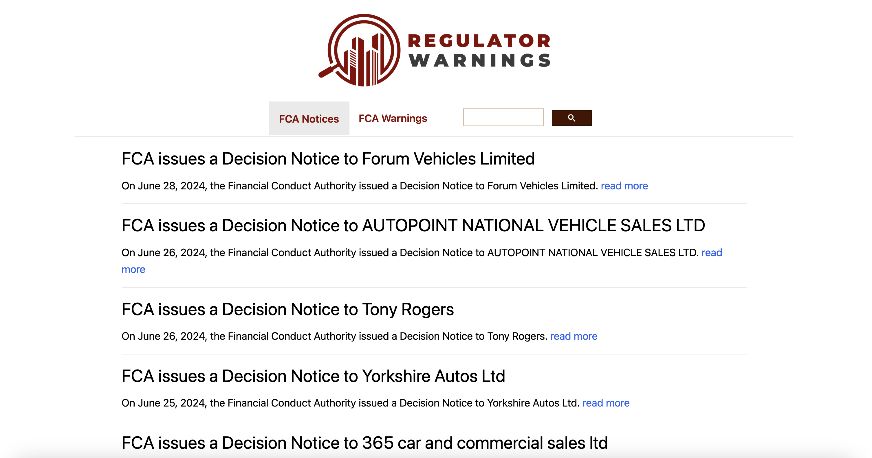 Regulator Warnings