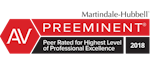 Martindale-Hubbell Preeminent - Peer Rated for Highest Level of Professional Excellence 2018
