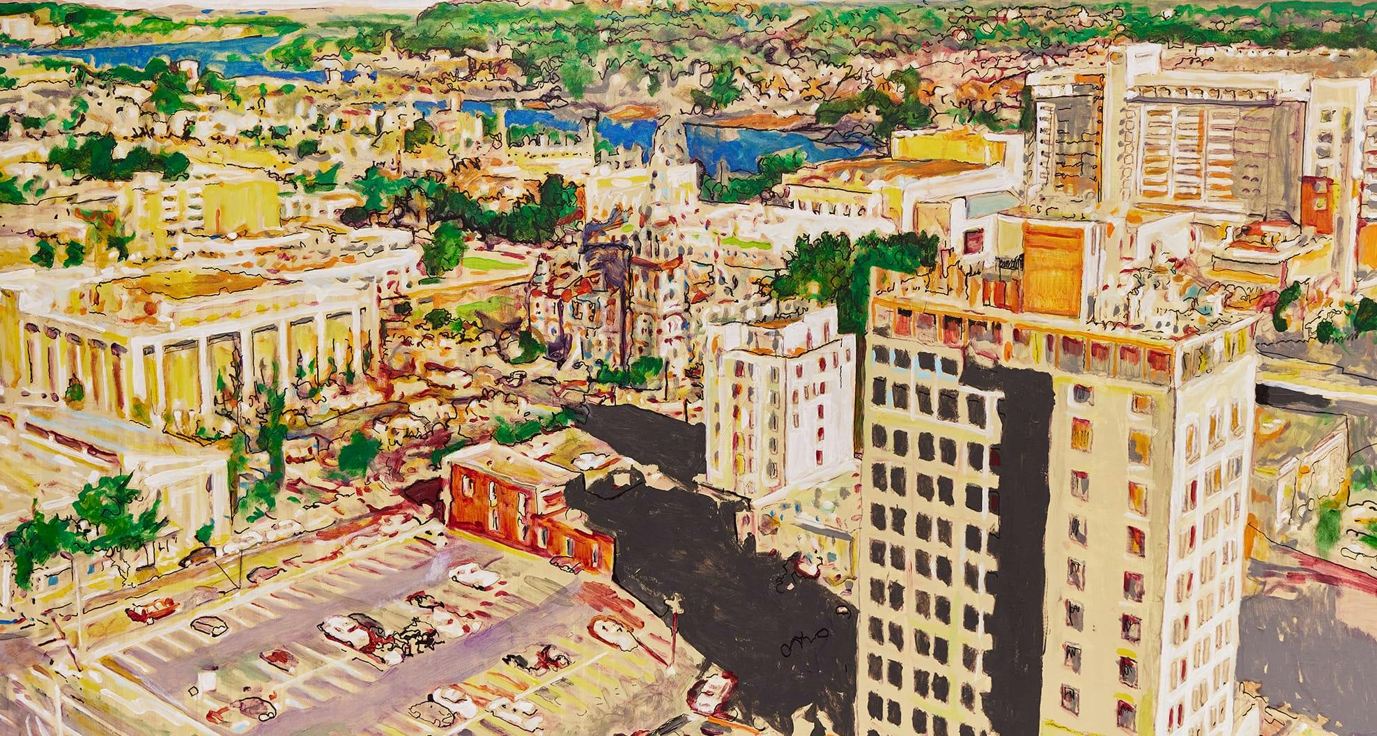 painting of buildings