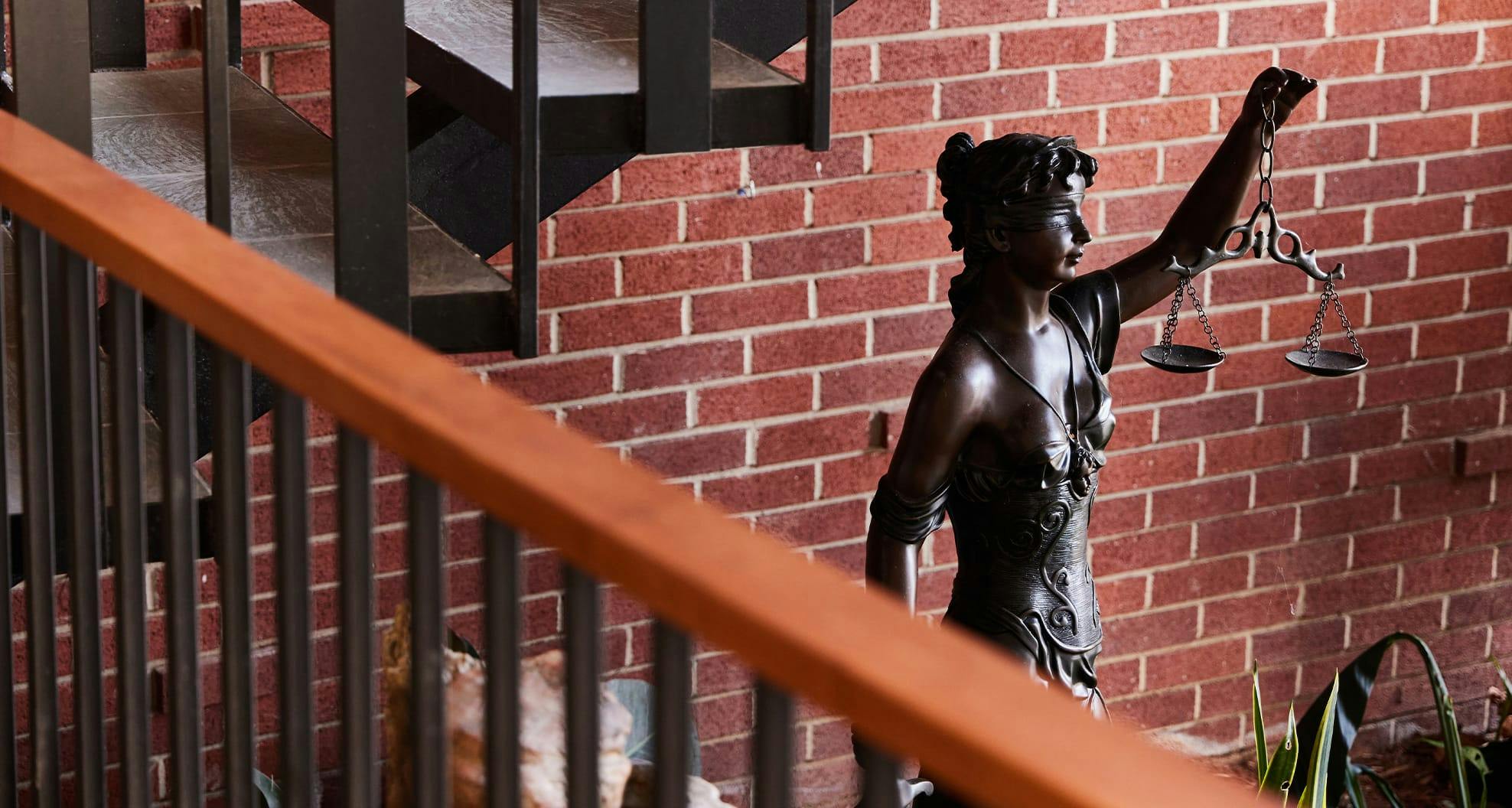 stairwell with statue