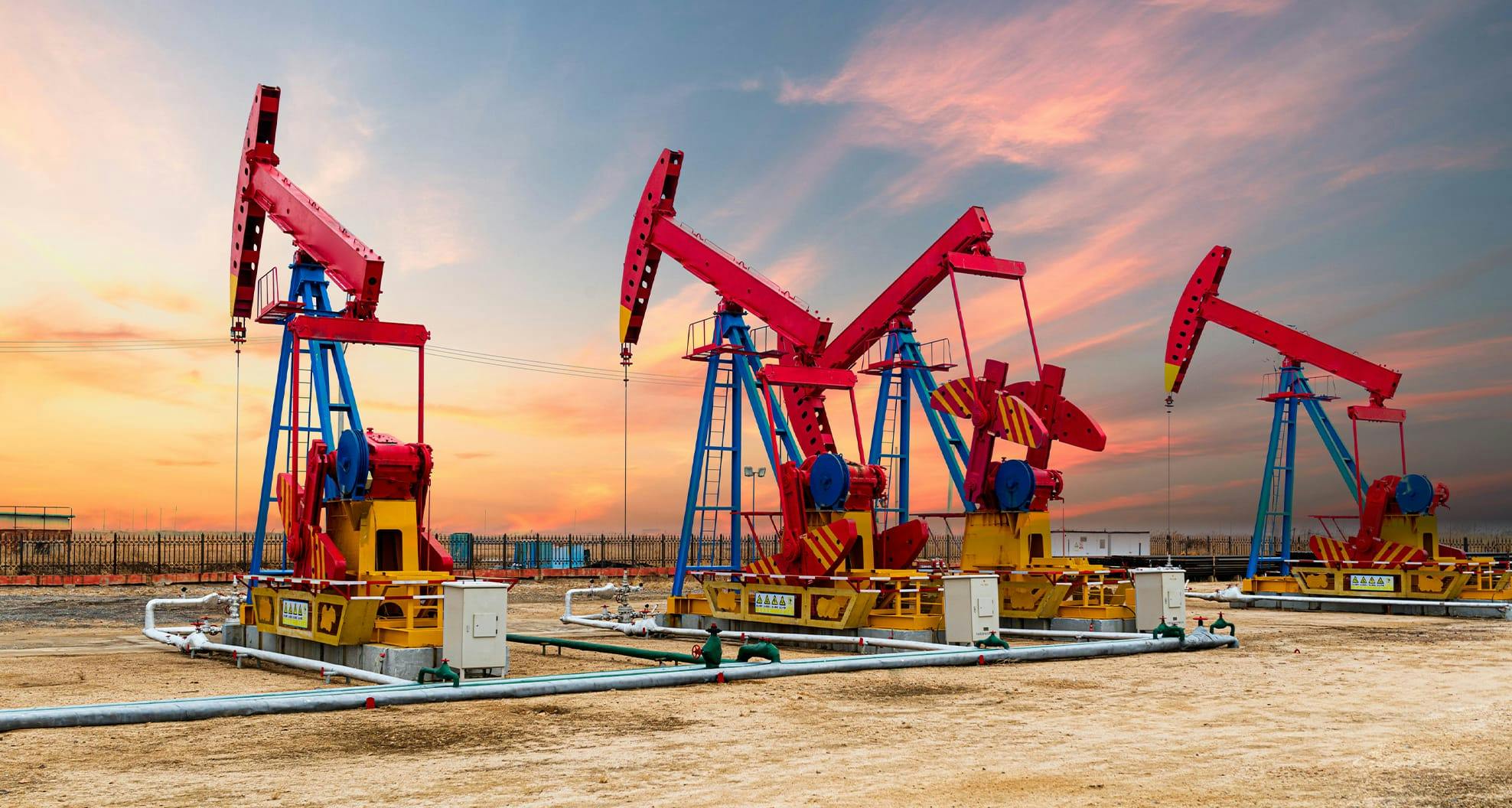 red oil rigs