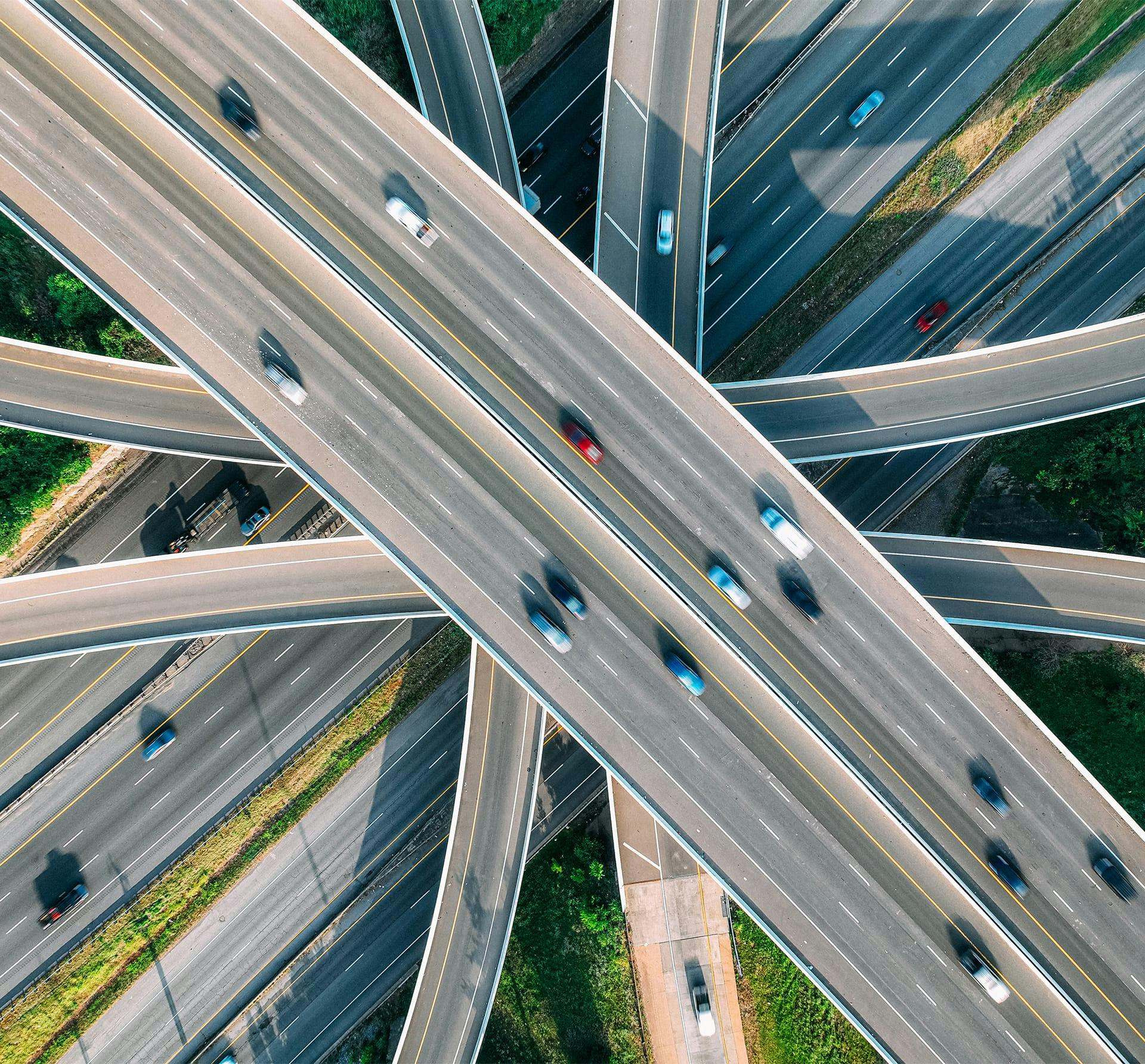 birds-eye view of highways