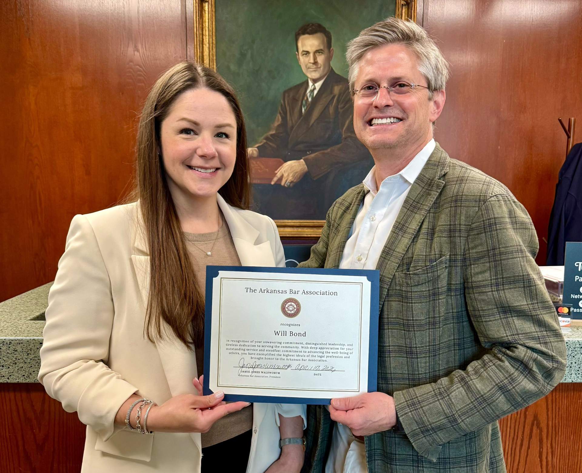 Arkansas Bar Association Honors Will Bond for Service and Leadership