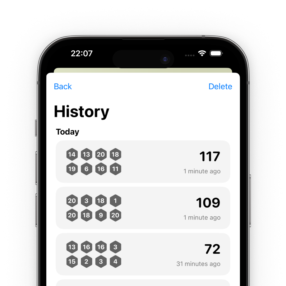 Dice History Preview