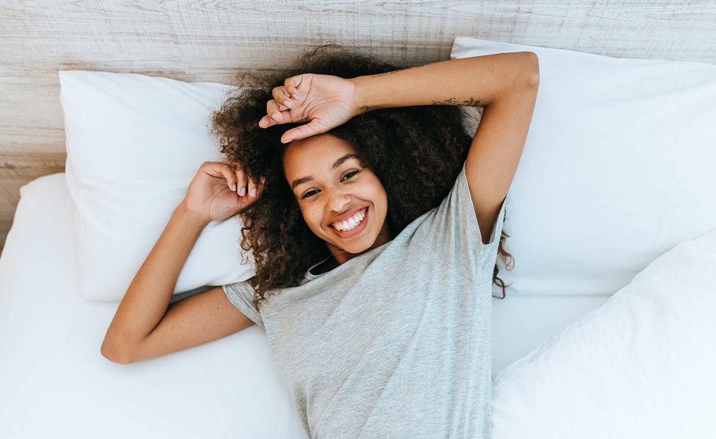 woman laying in a bed