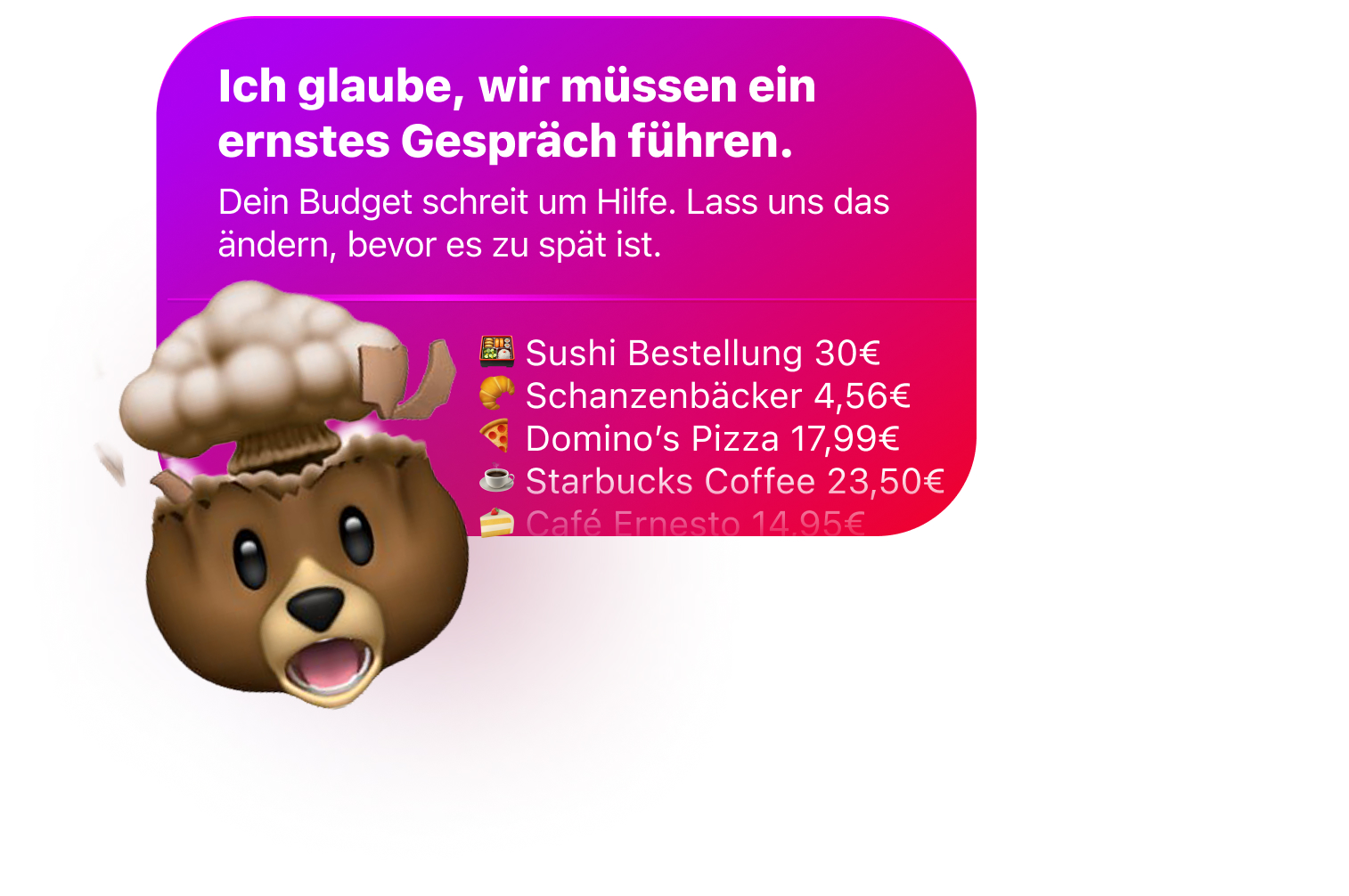 Bär reagiert auf viele Ausgaben
