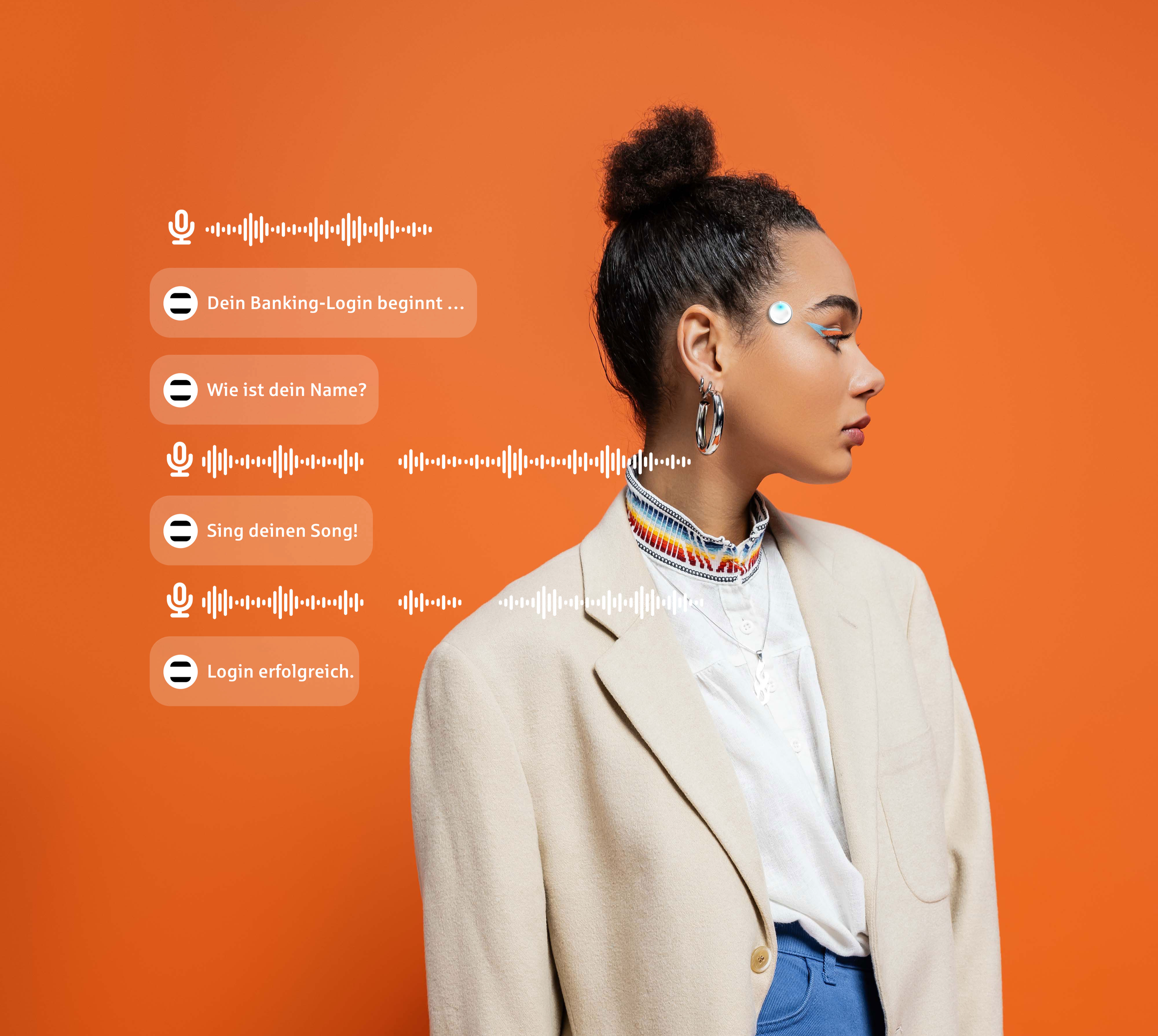 Multimodal Experiment Frau auf orange.