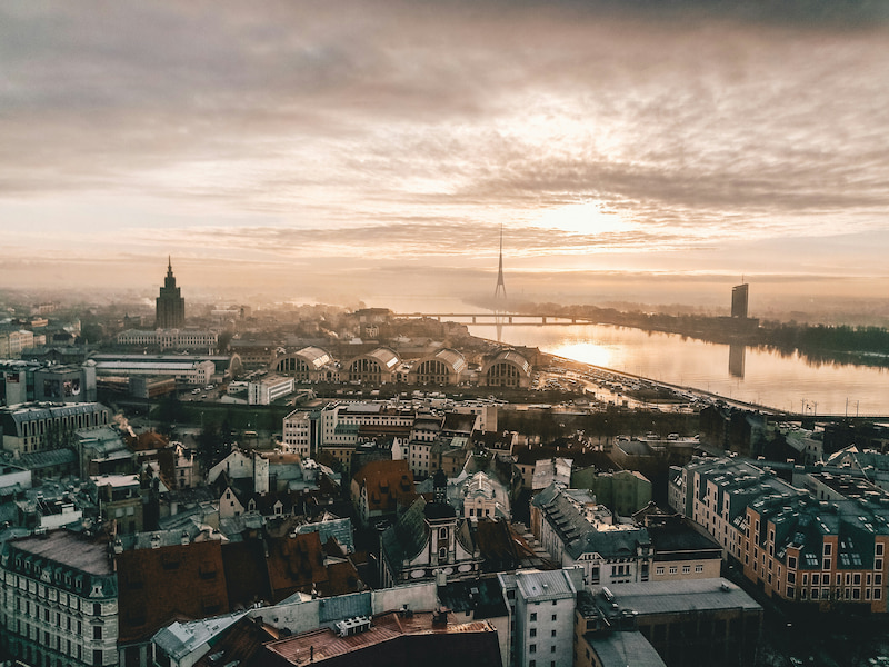Image of Riga, Latvia Skyline at dusk