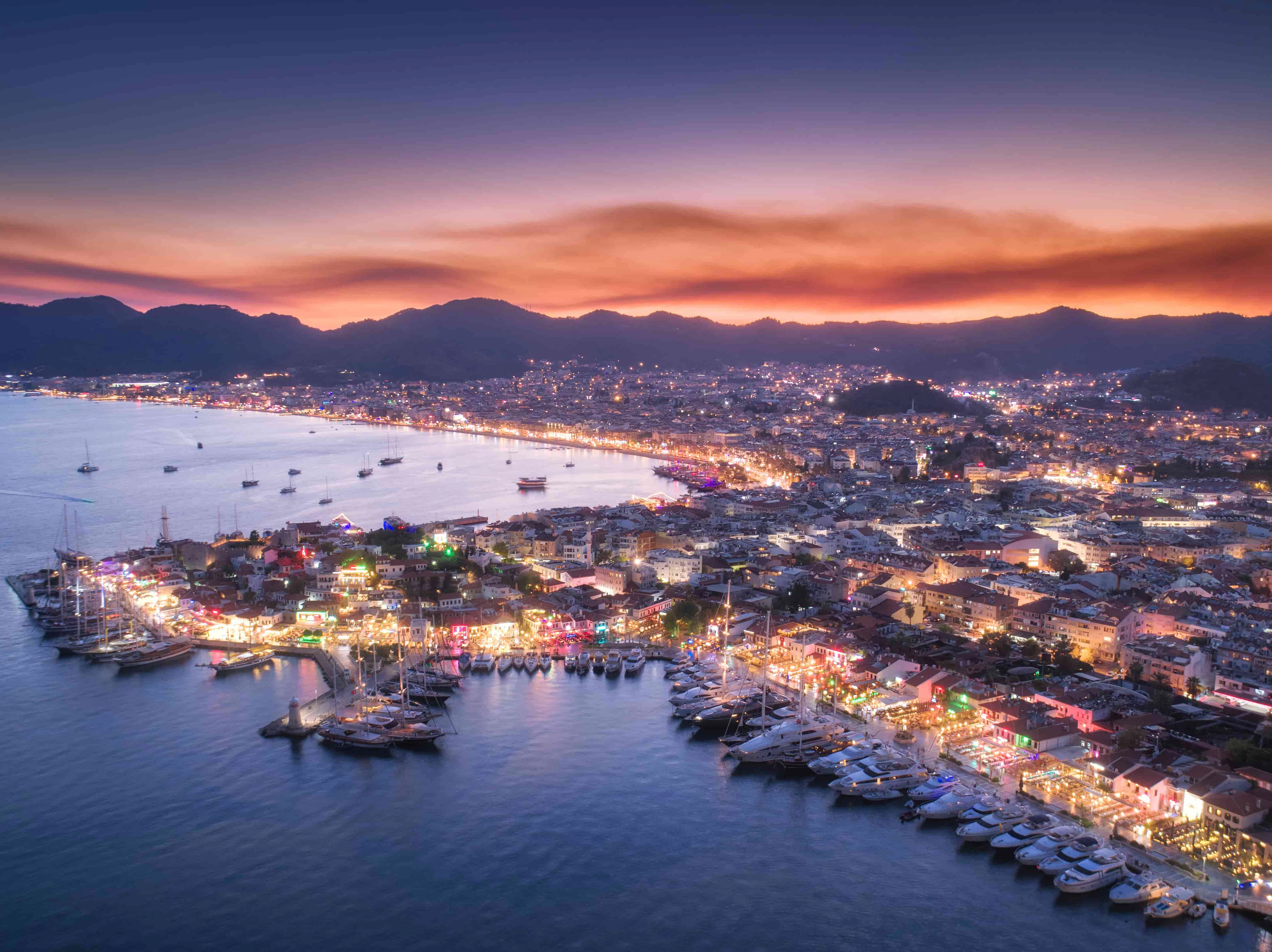 Cannes bay at night