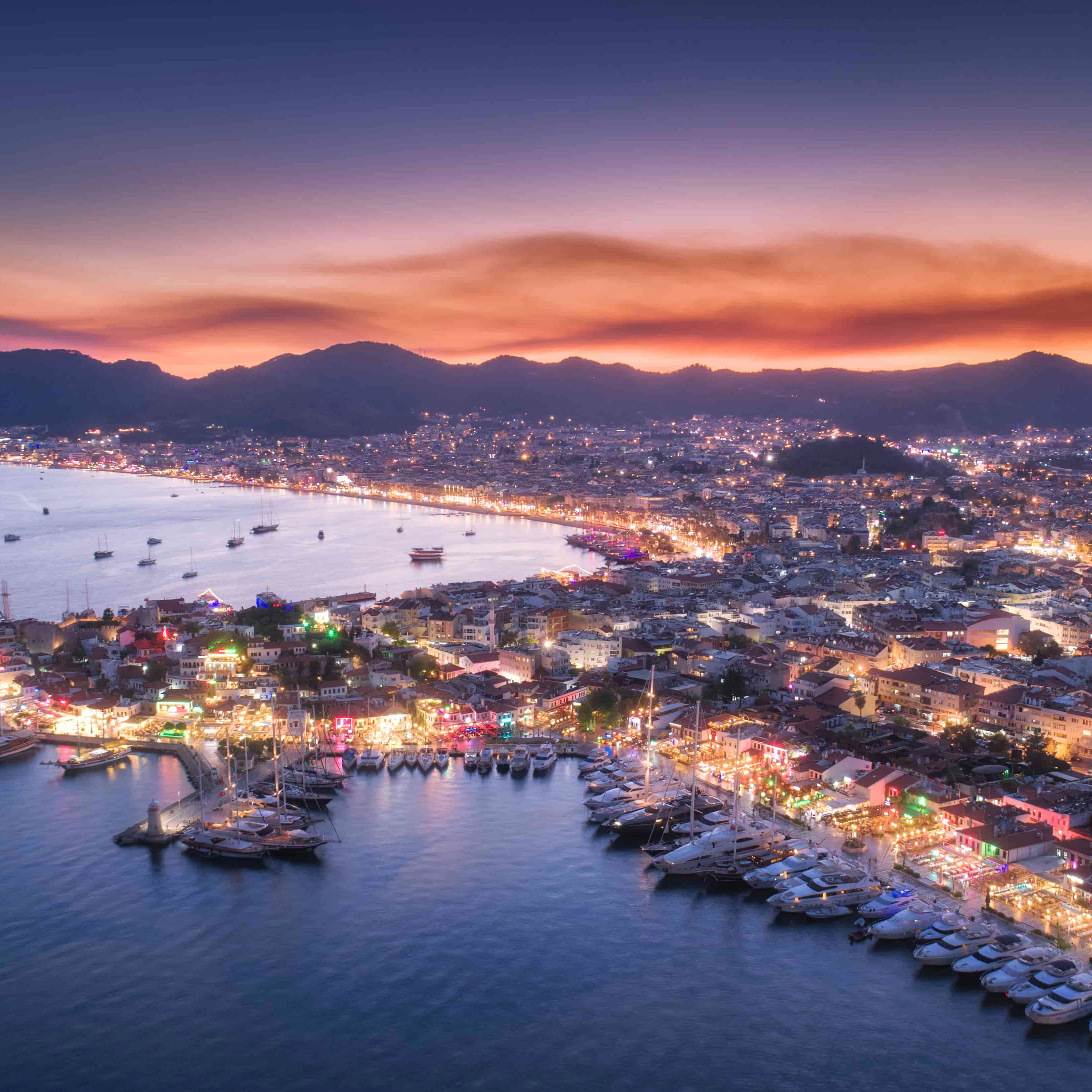 Cannes bay at night