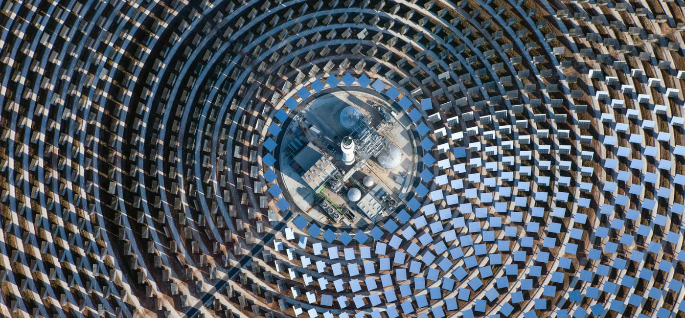 Image of a solar powered factory from the air