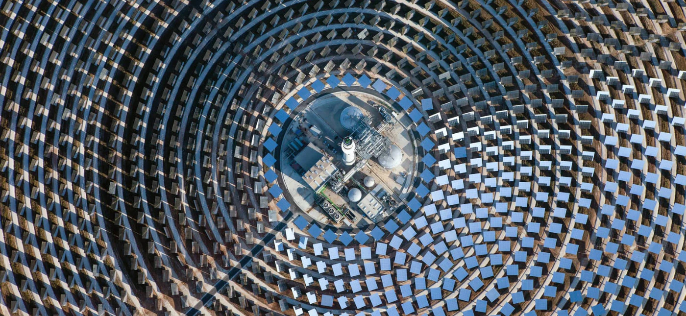 Image of a solar powered factory from the air