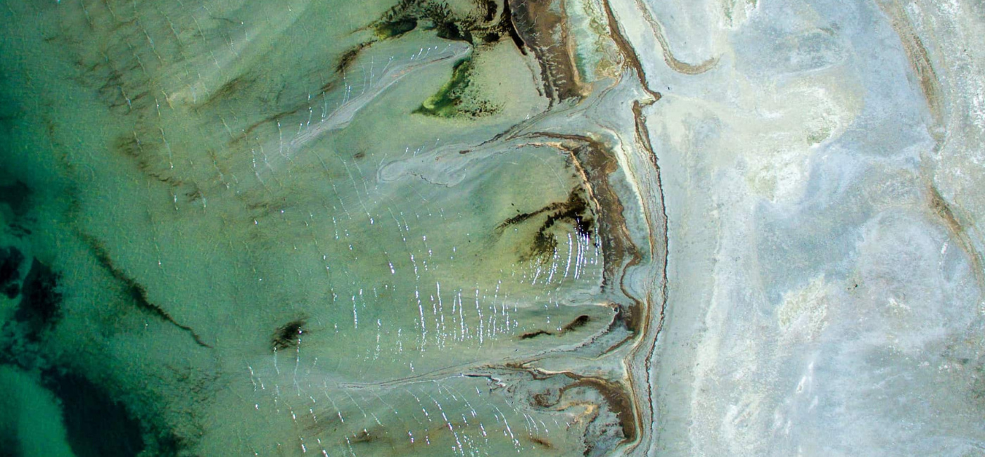 Aerial image of a coastal sandbank