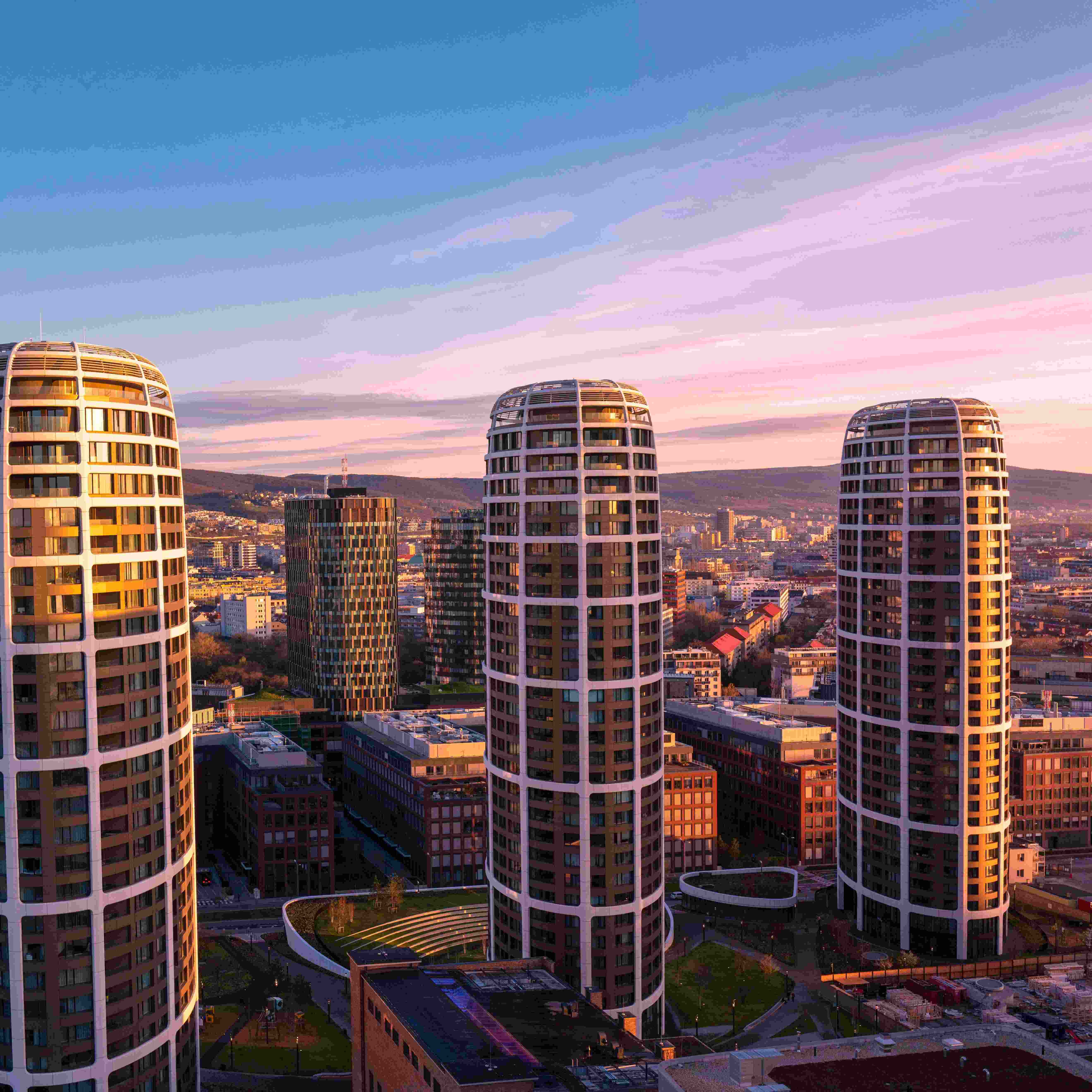 Image of Bratislava skyline at dusk