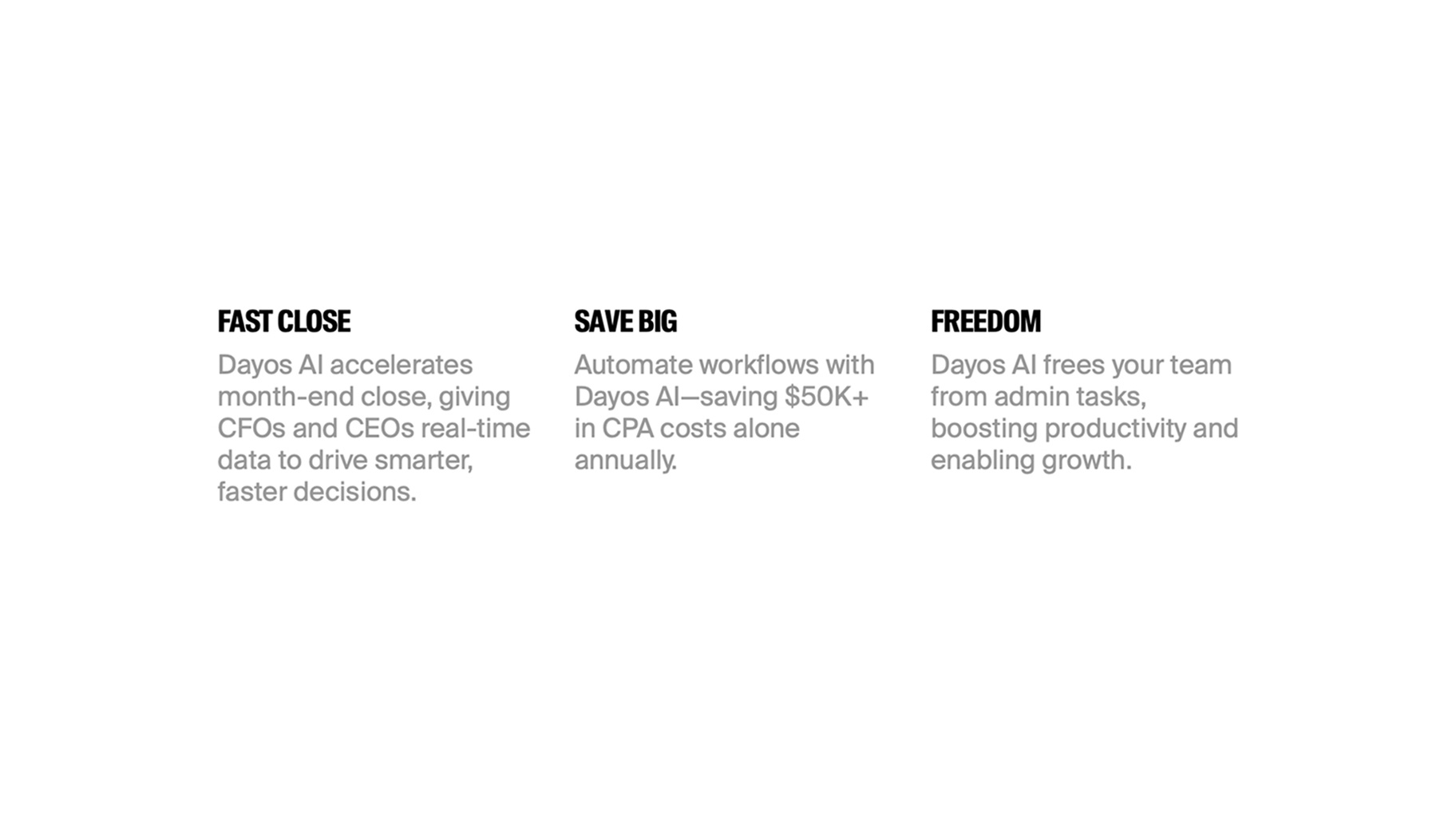 Three text columns