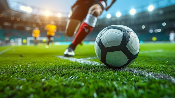 Player Dribbling on Big Stadium