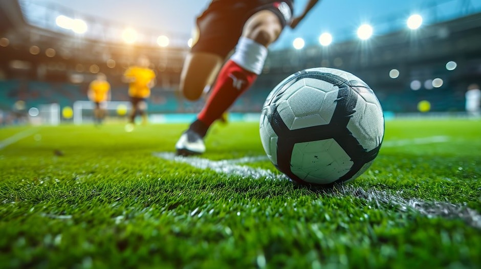 Player Dribbling on Big Stadium