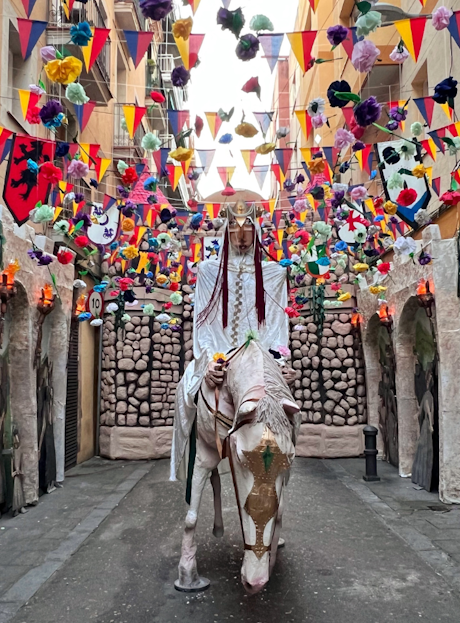 The Casa Vicens Gaudí award in the best-festooned streets competition of the Annual Festival of Gràcia goes to Mozart street