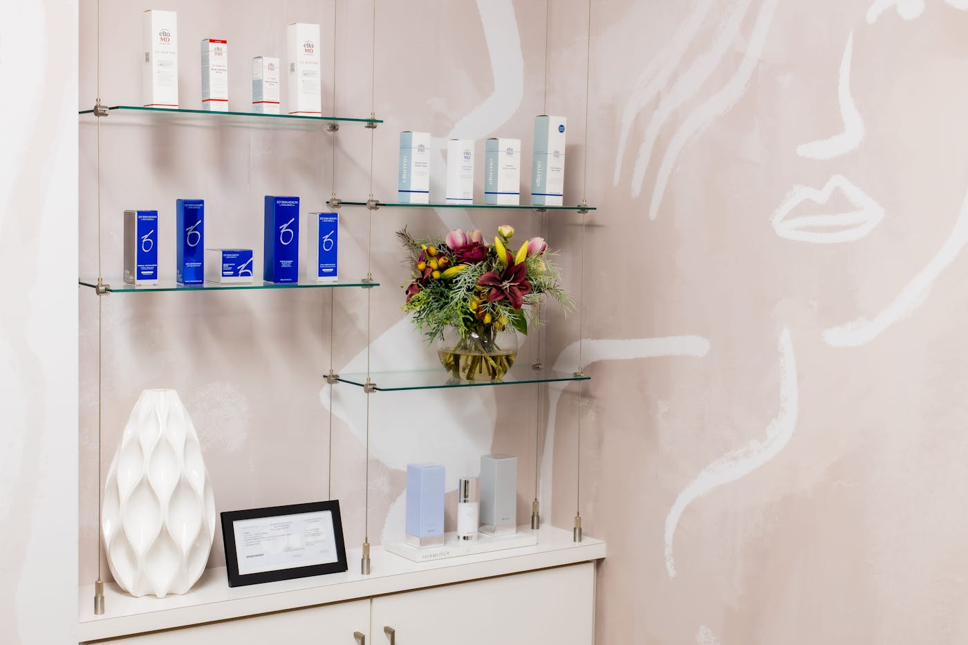 wall of skin care products