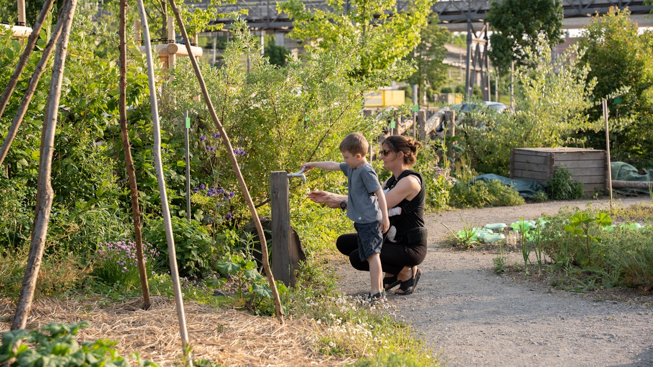 Das Areal Bach zwischen der Migros und dem Bahnhof St.Fiden lädt zum Entdecken und Erleben der Natur ein.