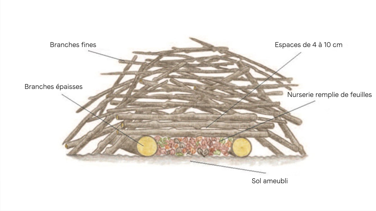 Réalisation d'un tas de branches