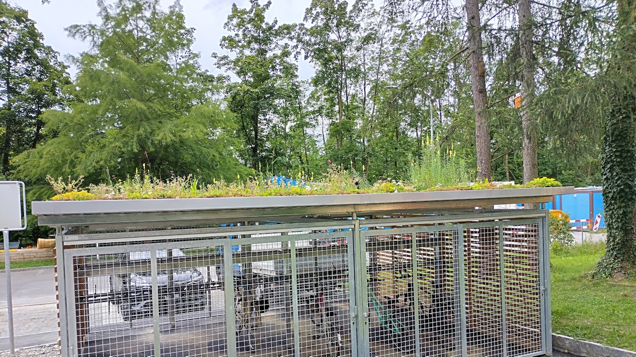 Même un abri à vélos végétalisé peut devenir un habitat important pour la diversité des espèces.