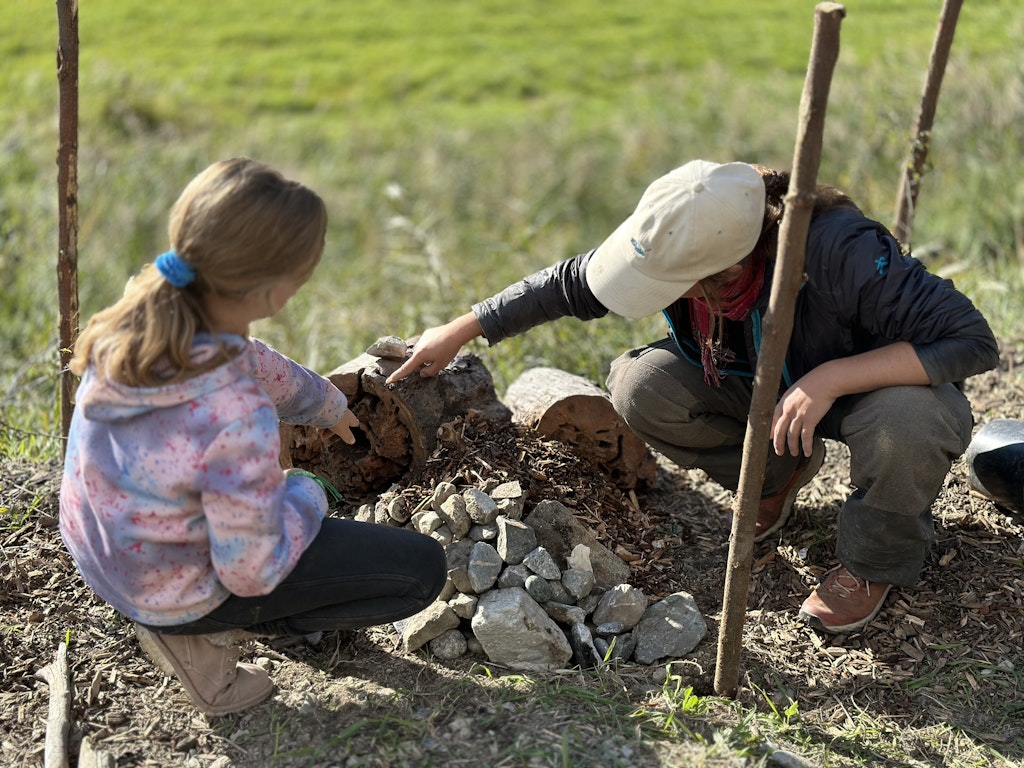 Bei der Erstellung eines Totholzhaufen mit angrenzender Steinlinse nimmt man sich auch die Zeit, um gemeinsam das «lebendige» Totholz zu beobachten und seine wichtige Bedeutung zu vermitteln.