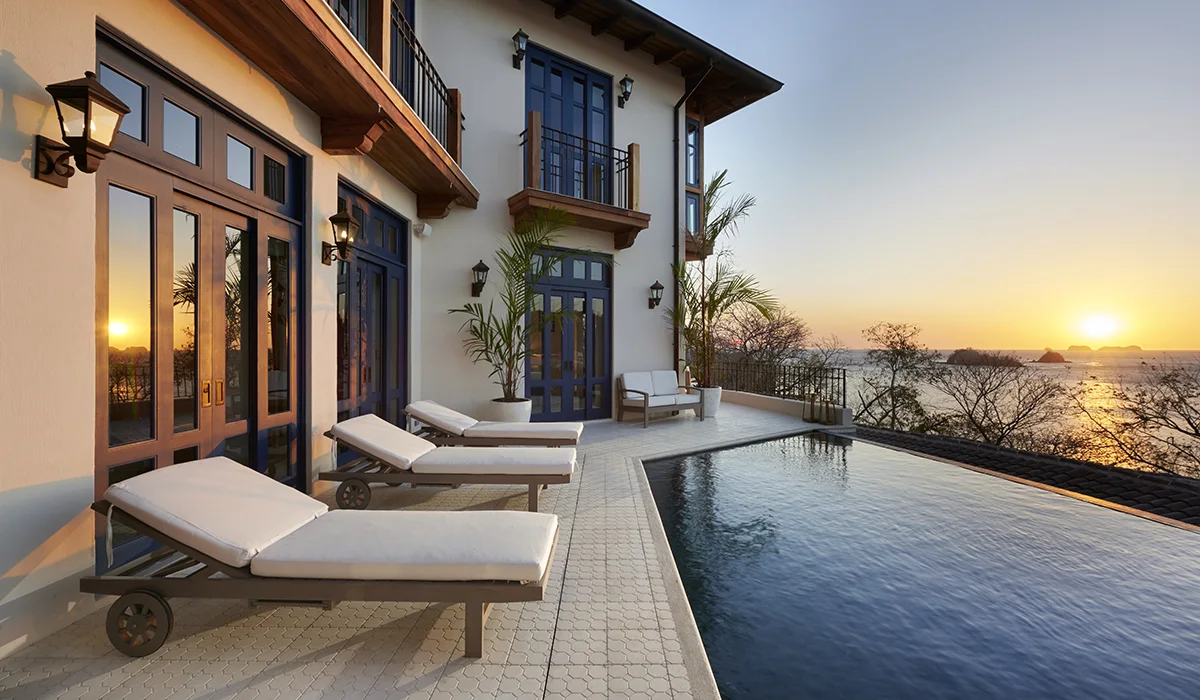 poolside deck overlooking the ocean