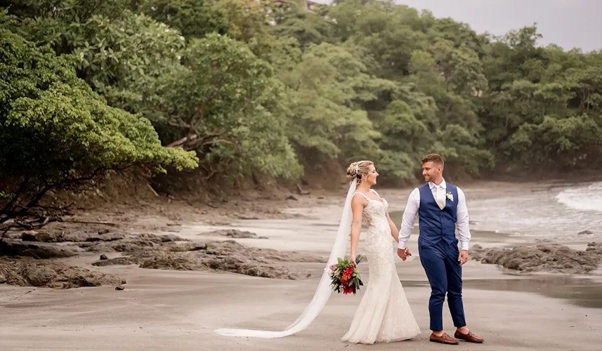 Bride and groom on the beach