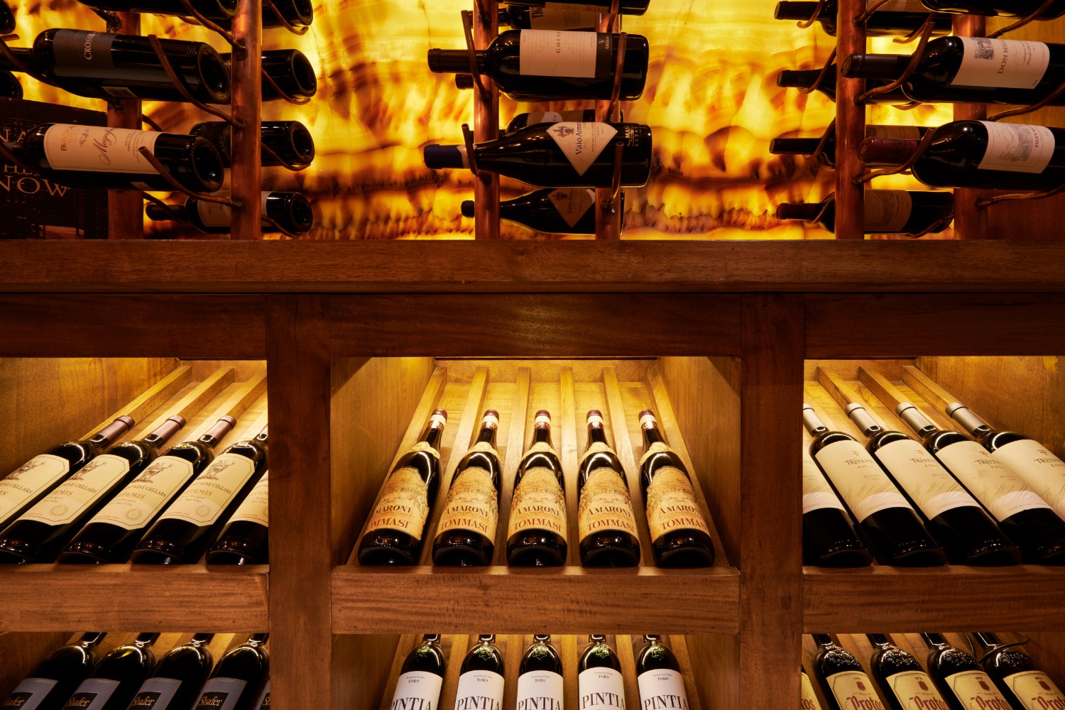 wine racks in a wine cellar