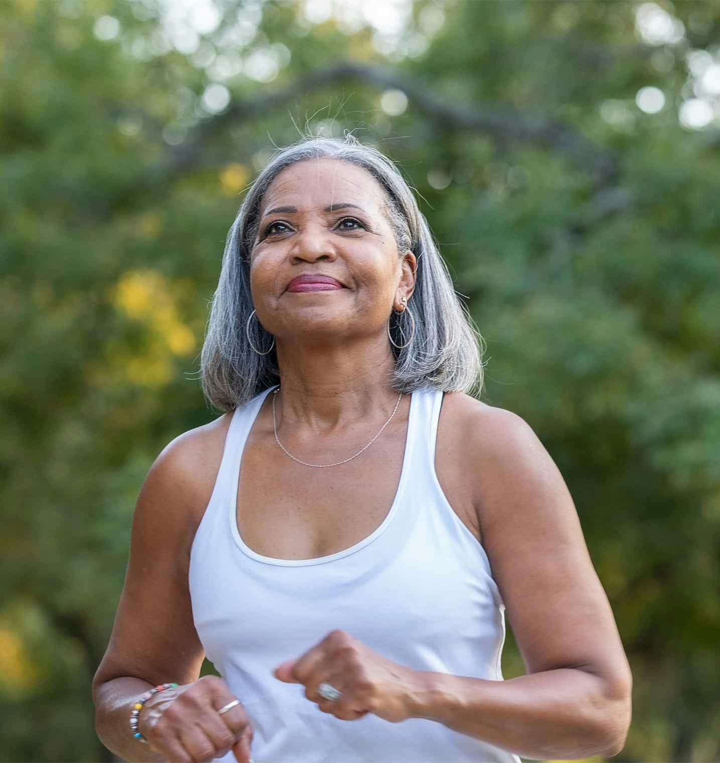 Woman running outside
