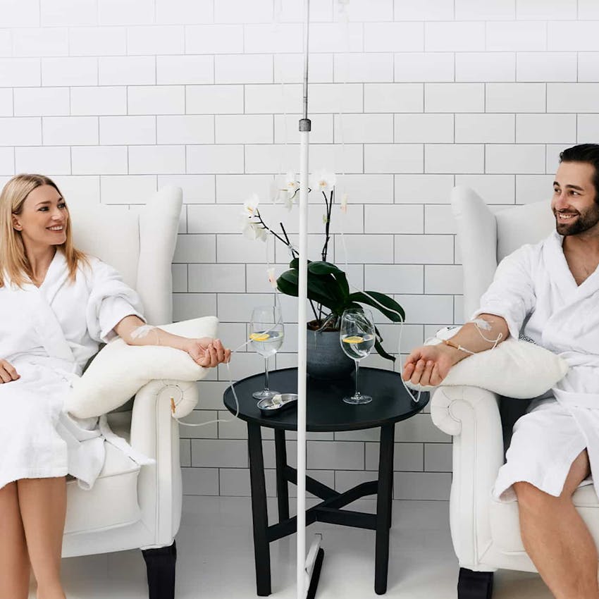 Man and woman reveicing IV injections