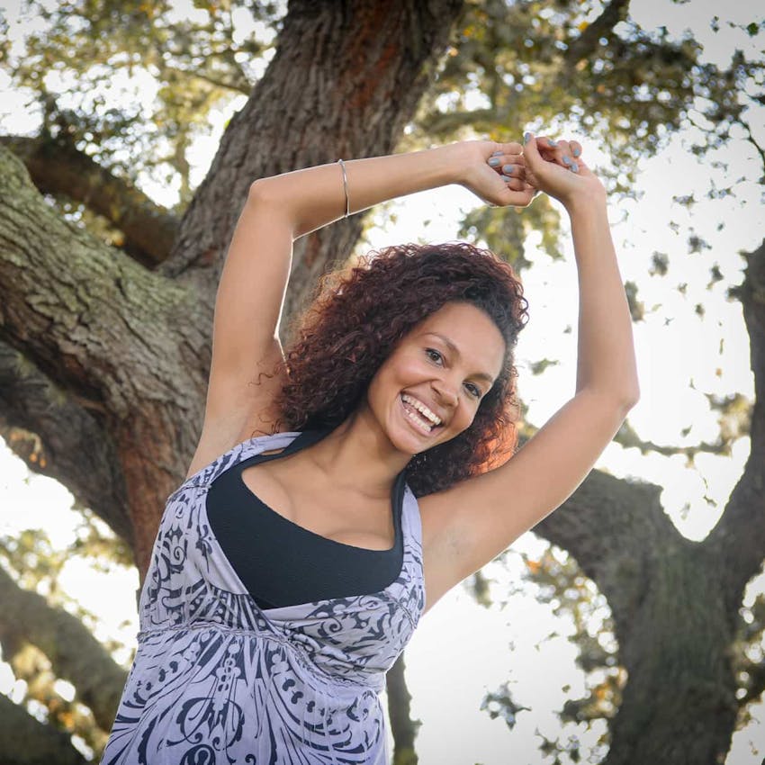 Woman outside smiling