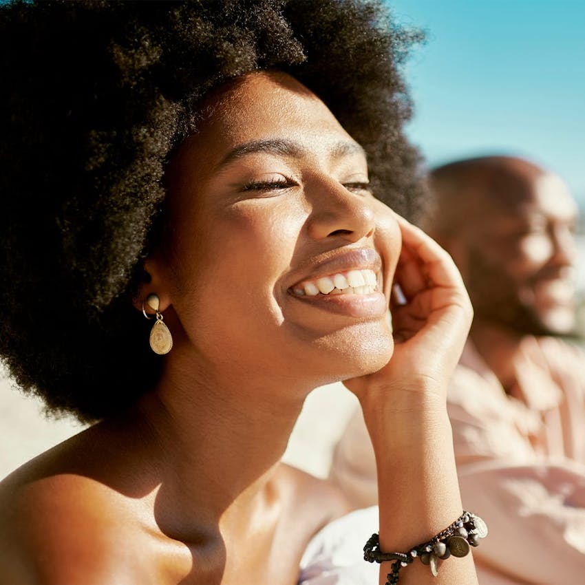 Woman smiling in the sun