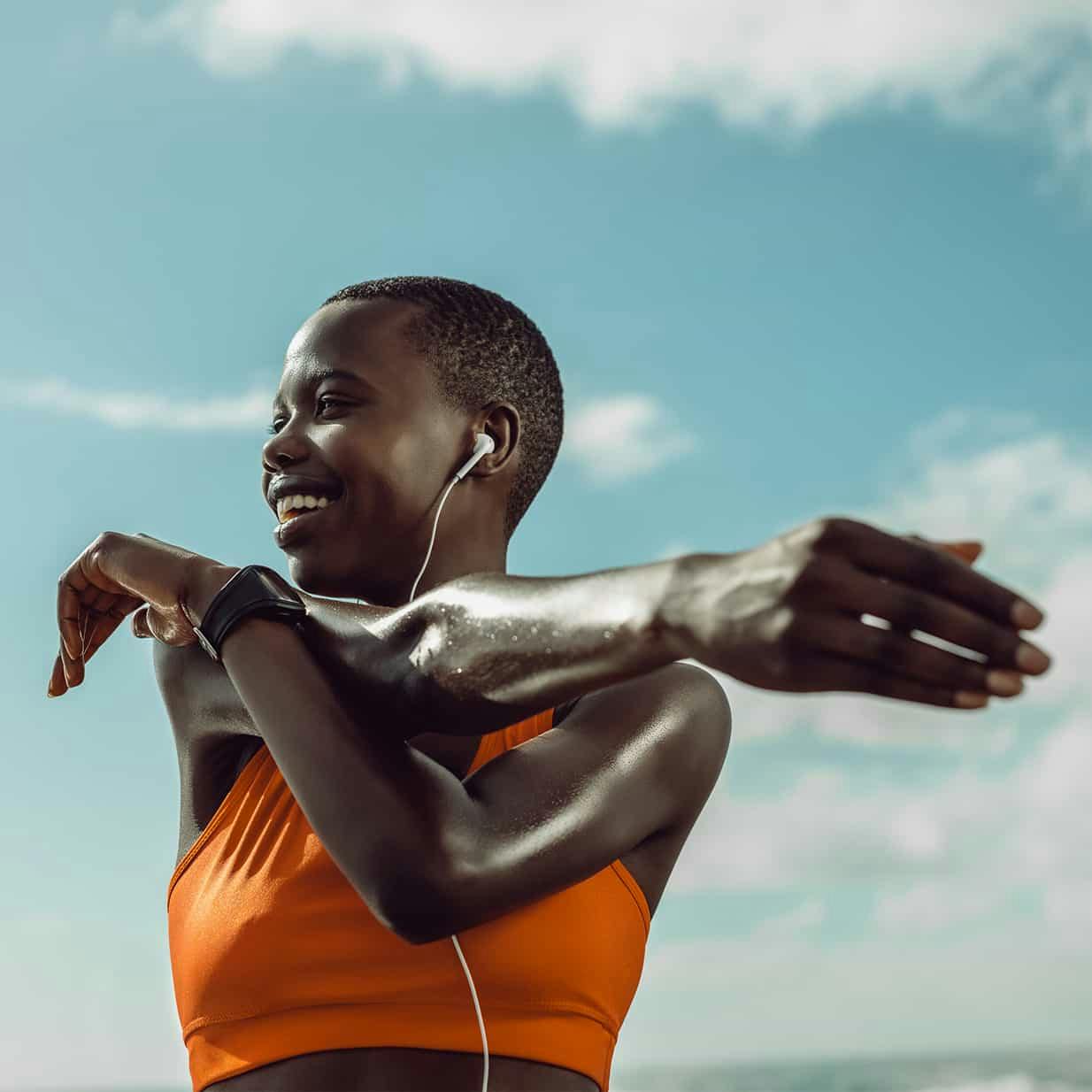 Woman stretching outdoors