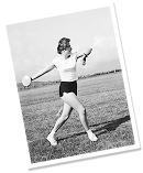 historical image of woman throwing a discuss