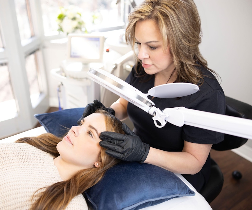 woman getting a facial procedure