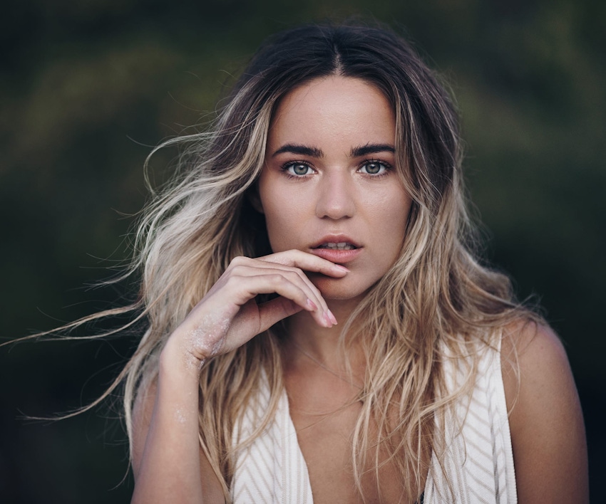 woman with long wavy hair