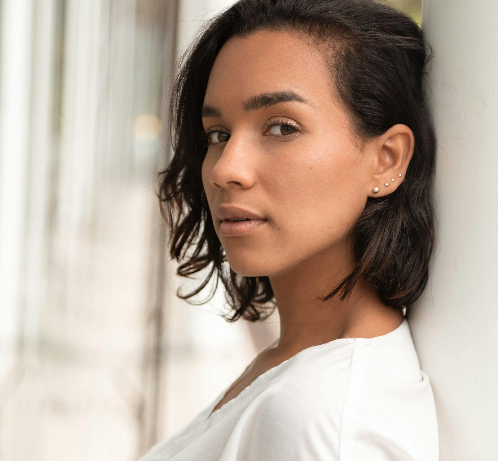 woman with short brown hair