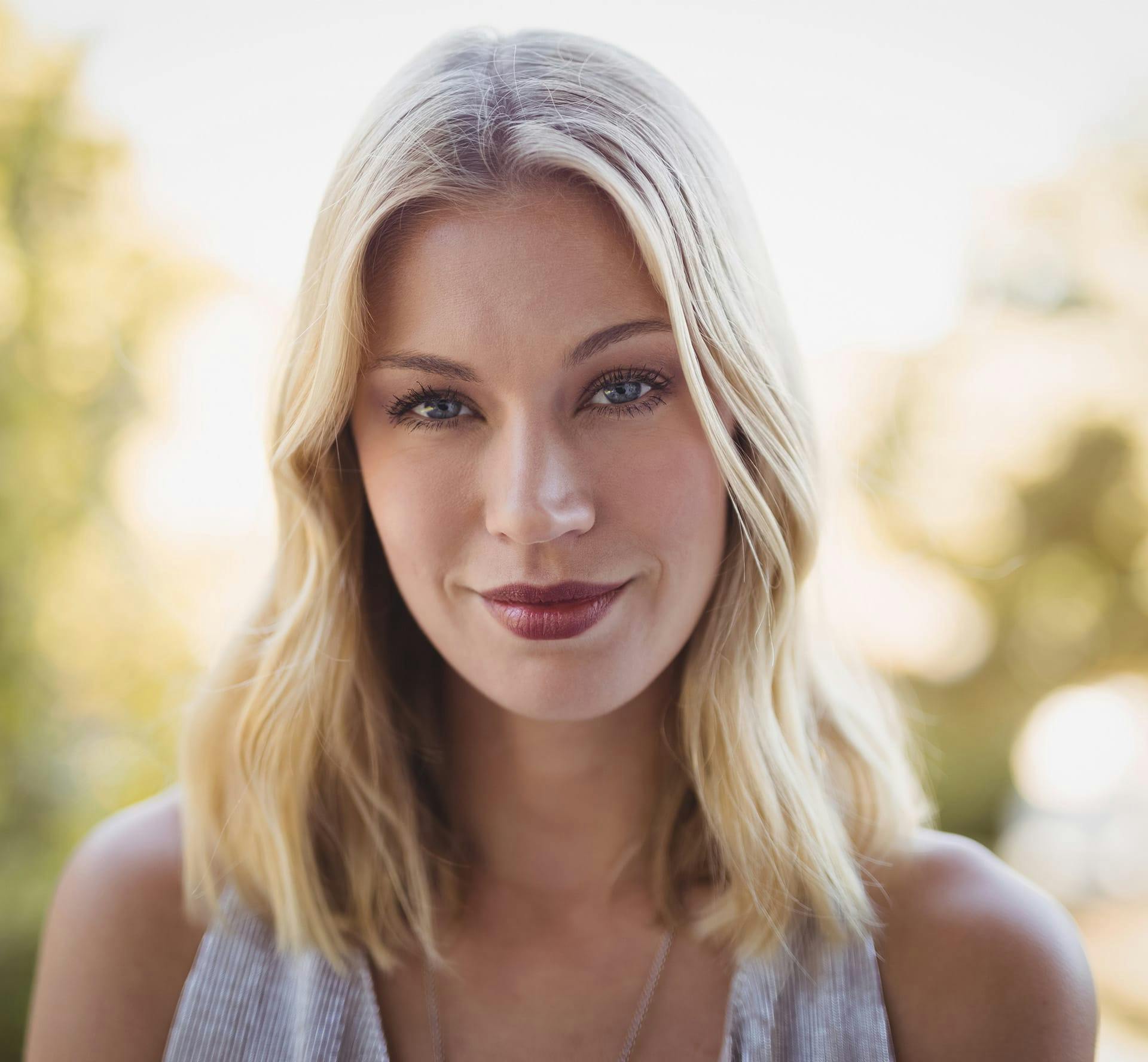 Blonde woman smiling