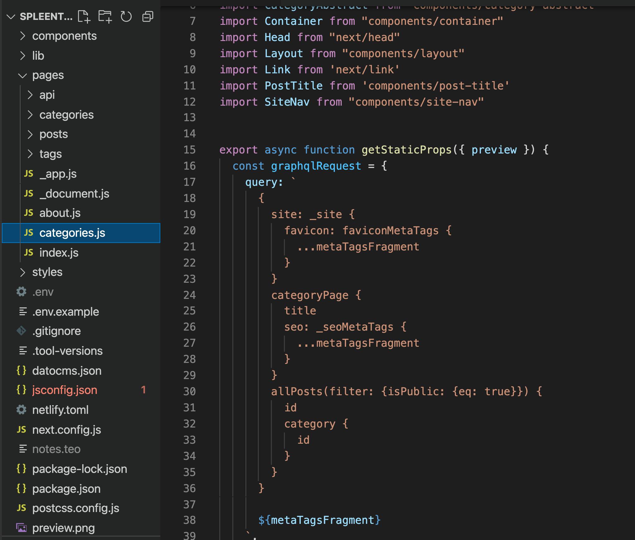 Screenshot codice su Visual Studio Code