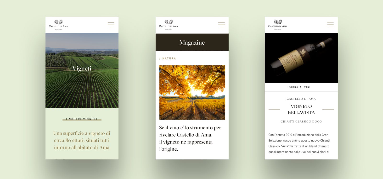 Mobile website Castello di Ama Esempio Mobile website Castello di Ama