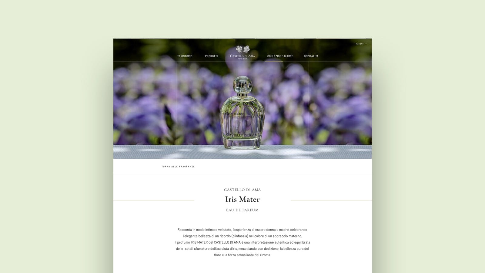 Pagina di esempio prodotto profumo shop Castello di Ama