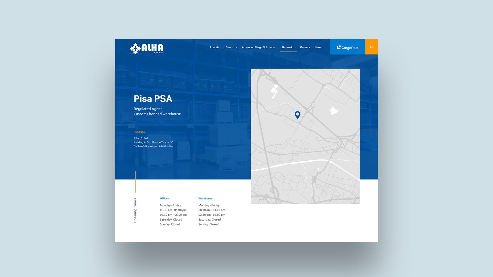 Pagina contatti Website Albitalia