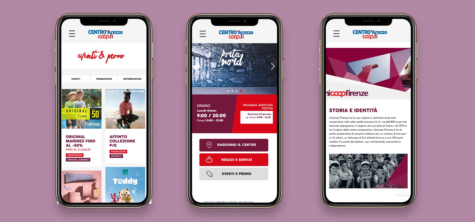 Website mobile UniCoop Firenze 3 viste mobile website UniCoop Firenze