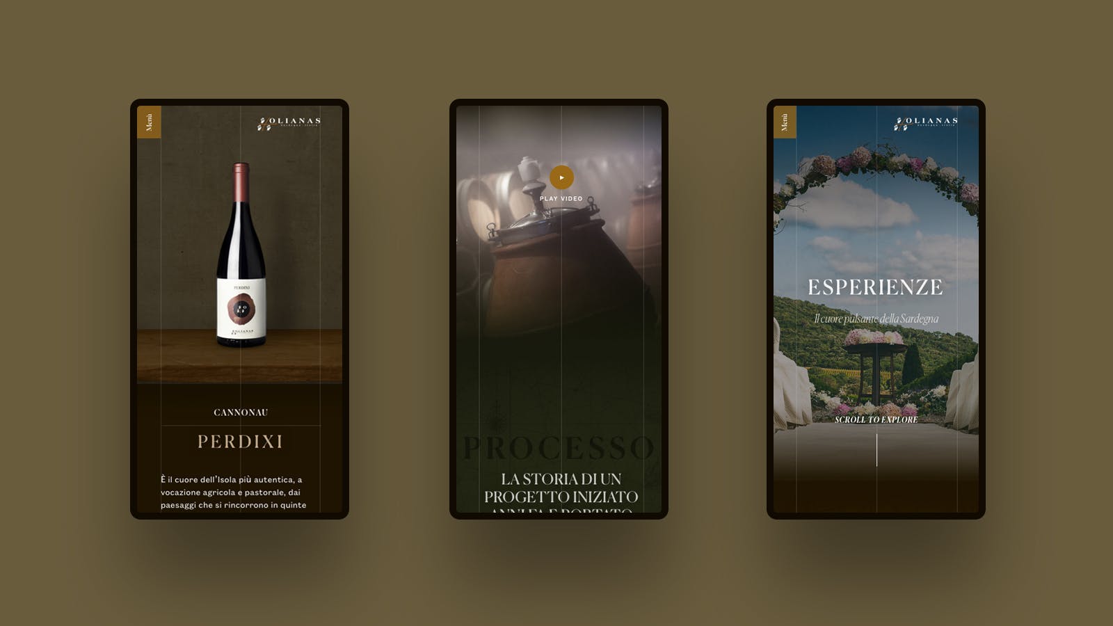 3 viste mobile Website Tenuta Olianas